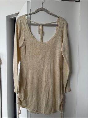 Light Cream Knit Scoop-Neck cover up